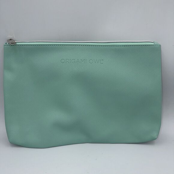 Origami Owl Purse Organizer Makeup Travel Case Cosmetic Bag Teal - Picture 1 of 5